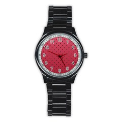 Watermelon Minimal Pattern Stainless Steel Round Watch by jumpercat