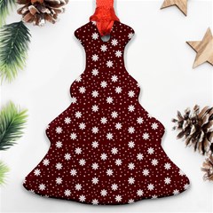 Floral Dots Maroon Christmas Tree Ornament (two Sides) by snowwhitegirl