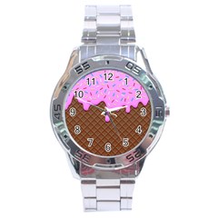 Chocolate And Strawberry Icecream Stainless Steel Analogue Watch by jumpercat