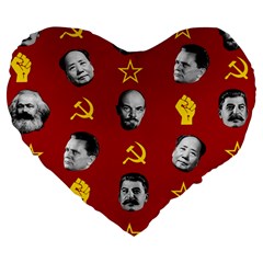 Communist Leaders Large 19  Premium Flano Heart Shape Cushions by Valentinaart