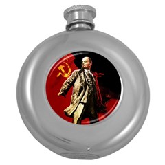 Lenin  Round Hip Flask (5 Oz) by Valentinaart