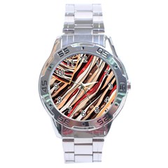 Fabric Texture Color Pattern Stainless Steel Analogue Watch by Nexatart