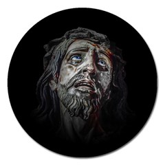 Jesuschrist Face Dark Poster Magnet 5  (round) by dflcprints