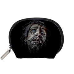 Jesuschrist Face Dark Poster Accessory Pouches (small)  by dflcprints