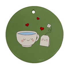 Cute Tea Ornament (round) by Valentinaart