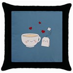 Cute Tea Throw Pillow Case (Black) Front