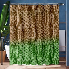 Knitted Wool Square Beige Green Shower Curtain 60  X 72  (medium)  by snowwhitegirl