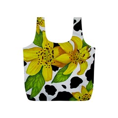 Floral Cow Print Full Print Recycle Bags (s)  by dawnsiegler