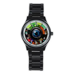 Lens Photography Colorful Desktop Stainless Steel Round Watch by Nexatart