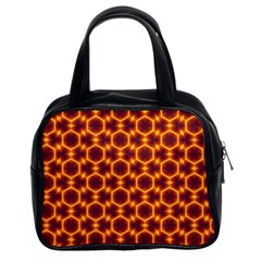 Black And Orange Diamond Pattern Classic Handbags (2 Sides) by Fractalsandkaleidoscopes