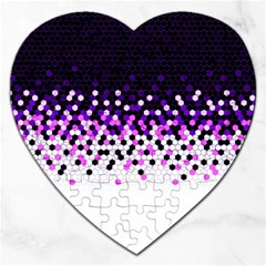 Flat Tech Camouflage Reverse Purple Jigsaw Puzzle (heart) by jumpercat