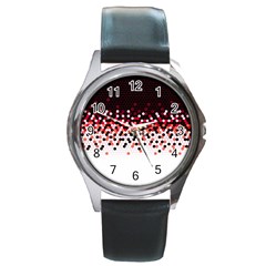 Flat Tech Camouflage Reverse Red Round Metal Watch by jumpercat