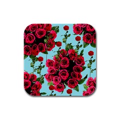 Roses Blue Rubber Square Coaster (4 Pack)  by snowwhitegirl