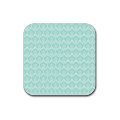 Damask Aqua Green Rubber Coaster (square)  by snowwhitegirl