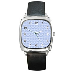 Damask Light Blue Square Metal Watch by snowwhitegirl