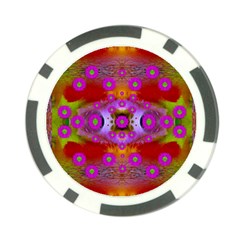 Shimmering Pond With Lotus Bloom Poker Chip Card Guard by pepitasart