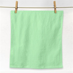    Classic Mint Green & White Herringbone Pattern Face Towel by PodArtist