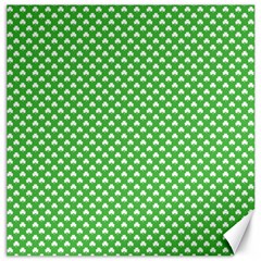 White Heart-shaped Clover On Green St  Patrick s Day Canvas 12  X 12   by PodArtist