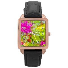 Colored Plants Photo Rose Gold Leather Watch  by dflcprints