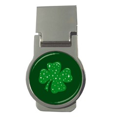 Sparkly Clover Money Clips (round)  by Valentinaart