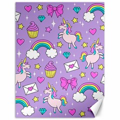 Cute Unicorn Pattern Canvas 12  X 16   by Valentinaart