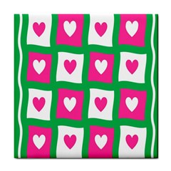 Pink Hearts Valentine Love Checks Tile Coasters by Nexatart