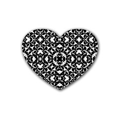 Black And White Geometric Pattern Rubber Coaster (heart)  by dflcprints