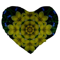 Fantasy Plumeria Decorative Real And Mandala Large 19  Premium Heart Shape Cushions by pepitasart