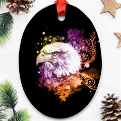 Awesome Eagle With Flowers Ornament (oval) by FantasyWorld7