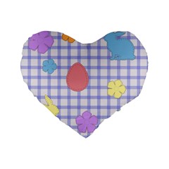 Easter Patches  Standard 16  Premium Flano Heart Shape Cushions by Valentinaart