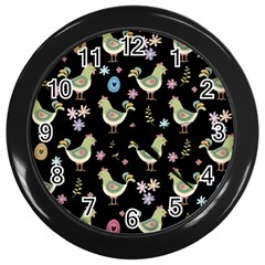 Easter Pattern Wall Clocks (black) by Valentinaart