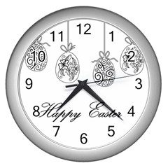 Easter Eggs Wall Clocks (silver)  by Valentinaart