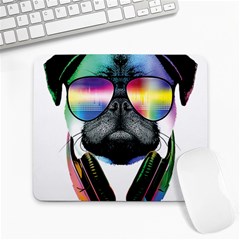 Dj Pug Cool Dog Large Mousepads by alexamerch