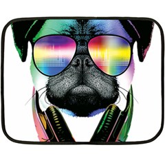 Dj Pug Cool Dog Double Sided Fleece Blanket (mini)  by alexamerch