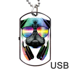 Dj Pug Cool Dog Dog Tag Usb Flash (two Sides) by alexamerch