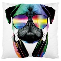 Dj Pug Cool Dog Large Flano Cushion Case (two Sides) by alexamerch