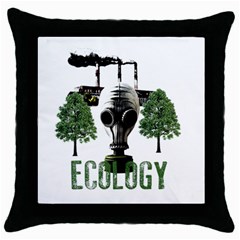 Ecology Throw Pillow Case (black) by Valentinaart