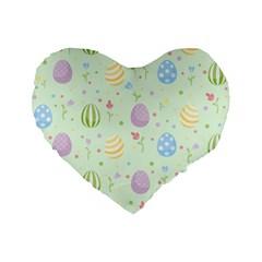 Easter Pattern Standard 16  Premium Flano Heart Shape Cushions by Valentinaart