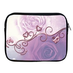 Wonderful Soft Violet Roses With Hearts Apple Ipad 2/3/4 Zipper Cases by FantasyWorld7