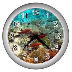 Coral Garden 1 Wall Clocks (silver)  by trendistuff