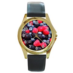 Berries 2 Round Gold Metal Watch by trendistuff