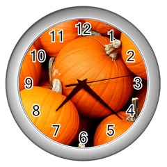 Pumpkins 1 Wall Clocks (silver)  by trendistuff