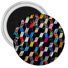 Abstract Multicolor Cubes 3d Quilt Fabric 3  Magnets by Sapixe