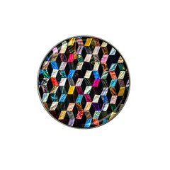 Abstract Multicolor Cubes 3d Quilt Fabric Hat Clip Ball Marker (10 Pack) by Sapixe