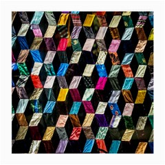 Abstract Multicolor Cubes 3d Quilt Fabric Medium Glasses Cloth by Sapixe