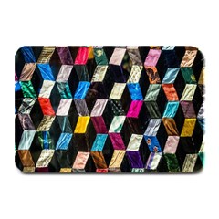 Abstract Multicolor Cubes 3d Quilt Fabric Plate Mats by Sapixe