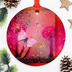 Wonderful Butterflies With Dragonfly Ornament (round) by FantasyWorld7