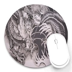 Chinese Dragon Tattoo Round Mousepads by Sapixe