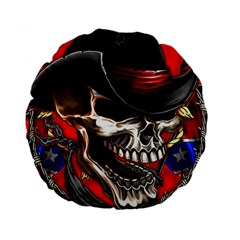 Confederate Flag Usa America United States Csa Civil War Rebel Dixie Military Poster Skull Standard 15  Premium Round Cushions by Sapixe