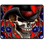 Confederate Flag Usa America United States Csa Civil War Rebel Dixie Military Poster Skull Double Sided Fleece Blanket (Medium)  58.8 x47.4  Blanket Back